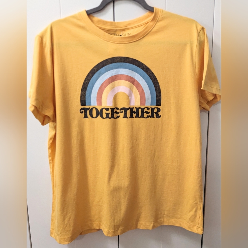 FIFTH SUN, Together Tee, Yellow, Size Extra Large.